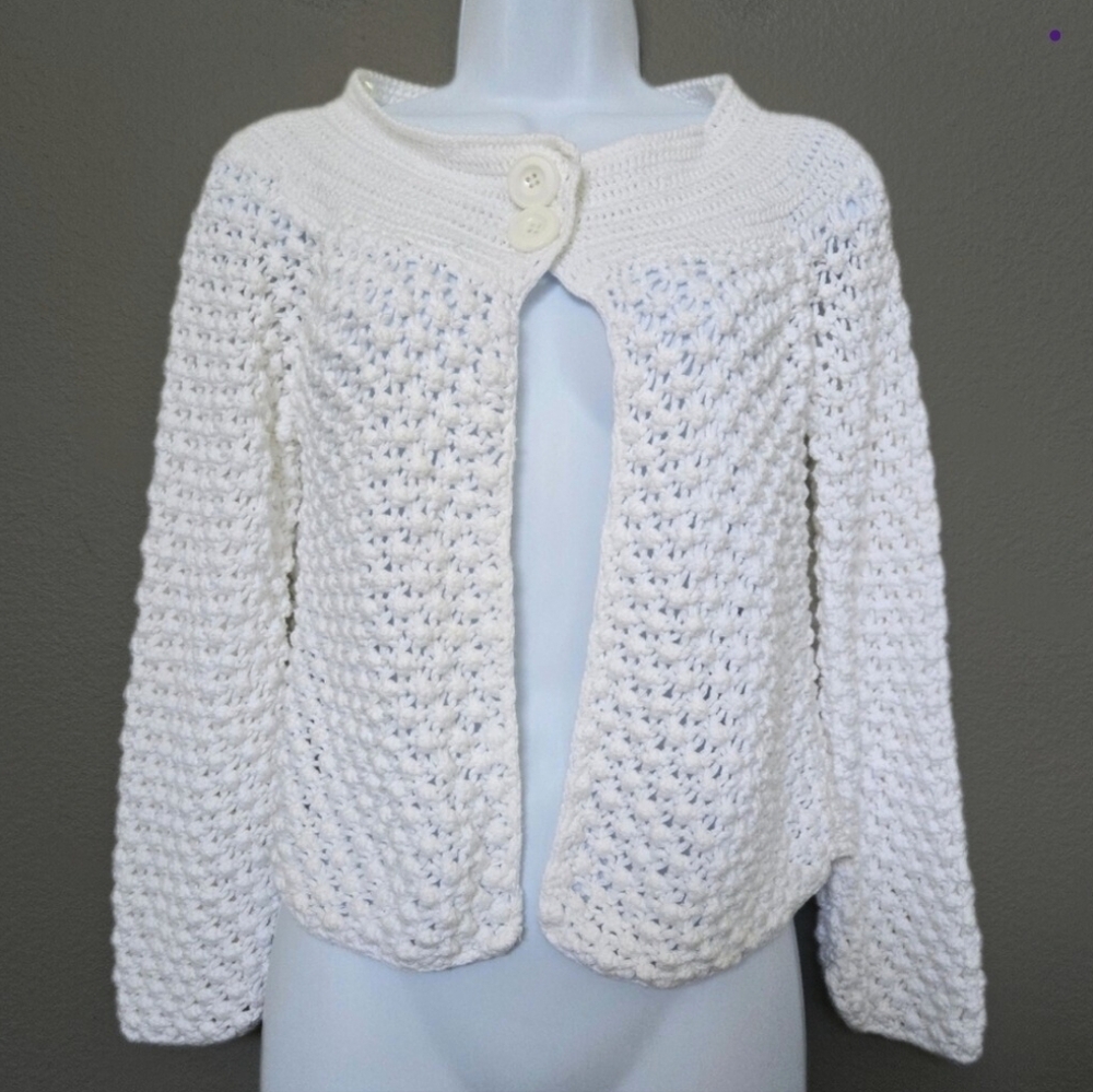 Fever Crochet Cotton Knit Cardigan Sweater Size Small